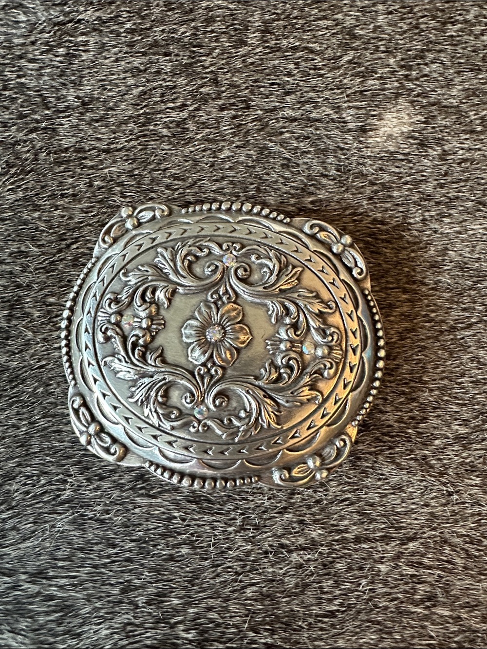 Nocona Silver Floral Decorative Belt Buckle